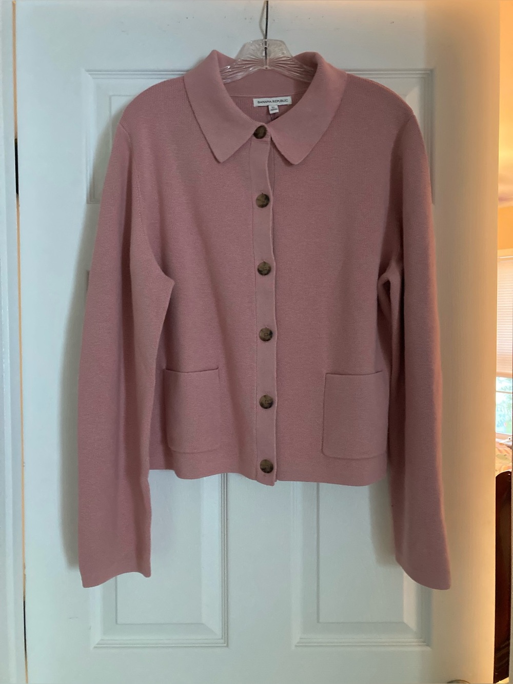 Banana Republic larkspur cotton silk polo shirt cardigan